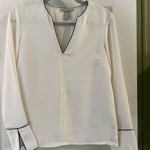 H&M Feminine Cream Blouse with Black Accents